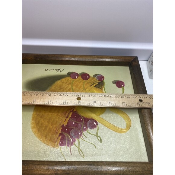 Marian? Still Life Basket Of Fruit Cherries And Orange Oil Painting On Canvas - Picture 8 of 9